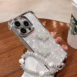 Fangcase 3D Butterfly Floral Phone Case with Removable Glitter Insert – Electroplated Frame Shockproof Full-Cover Case