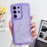 Star Glitter Phone Case for Samsung Galaxy Series – Cute Wavy Edge Full-Cover Protection