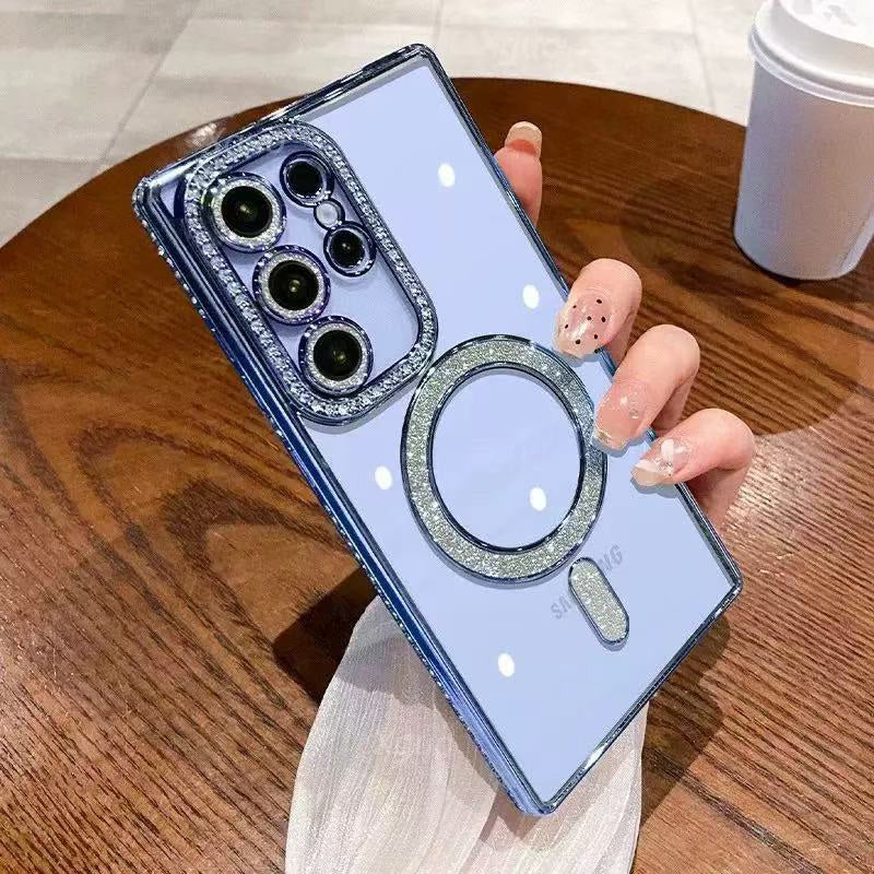 Sparkling Rhinestone Magnetic Case for Samsung Galaxy – Full-Cover Protection & Camera Guard