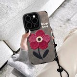 Floral Suede Phone Case with Raised Camera Protection – Cute Full-Cover Case for Women