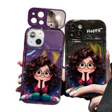 Fangcase Happy Girl Mirror Phone Case – Full Protection Flip Mirror Case for iPhone