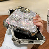 Fangcase 3D Butterfly Floral Phone Case with Removable Glitter Insert – Electroplated Frame Shockproof Full-Cover Case