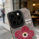Floral Suede Phone Case with Raised Camera Protection – Cute Full-Cover Case for Women