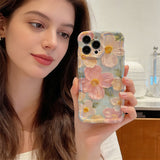 Fangcase Irregular Floral Oil Painting Phone Case – Full Cover Protective Case for Women