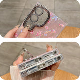 Cute Floral Phone Case with Pearl Gloss Back & Camera Stand – Full-Cover Protection