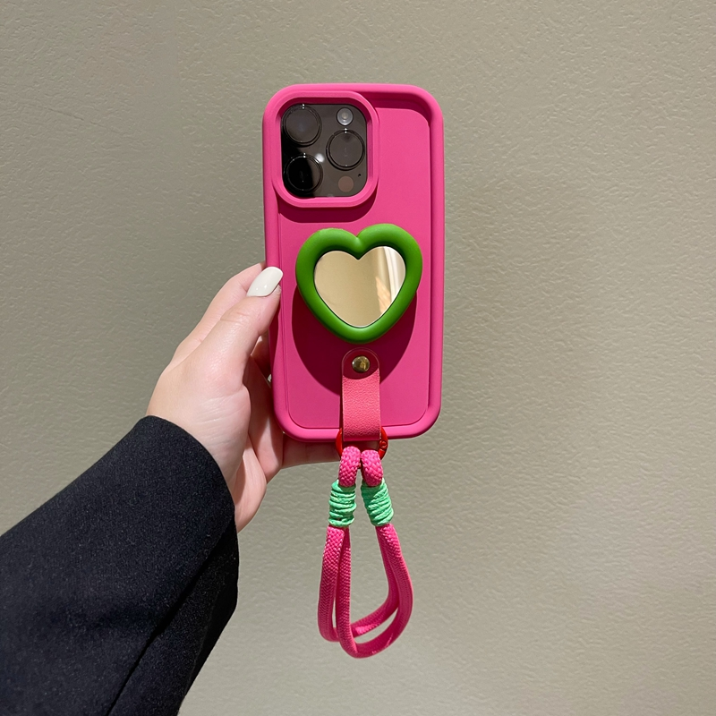 Heart Mirror Crossbody iPhone Case – Cute Silicone Phone Cover