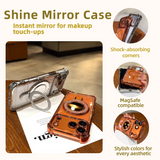 Sparkle Mirror MagSafe Case for iPhone 17 / 16 / 15 — Shockproof Airbag Corners, Glitter Ring Stand, Makeup Mirror Back Cover