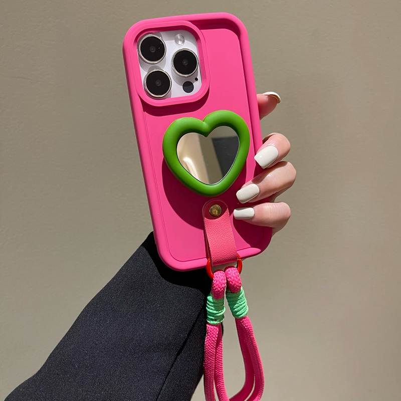 Heart Mirror Crossbody iPhone Case – Cute Silicone Phone Cover