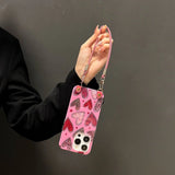 Hot Pink Glitter Leopard Heart Case – Hand & Crossbody Strap