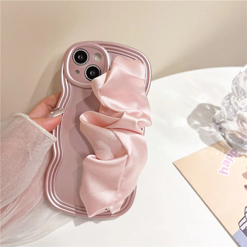 Silk Wristband Liquid Silicone Phone Case – Stylish Grip & Full Protection