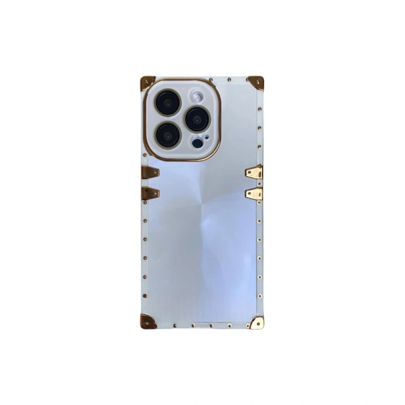 Electroplated Square iPhone Case with CD Texture and Crystal Bezel