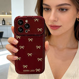 💖Lucky Bow Mirror iPhone Case – Flip Mirror, Stand & Full Protection