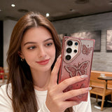 Samsung Galaxy S26 / S26 Ultra Butterfly Shimmer Case – Crystal Rhinestone Gradient Full Cover (Pre-Order)
