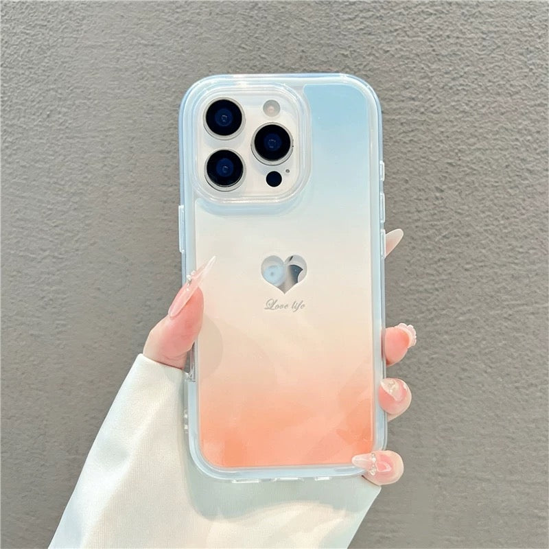 Soft Gradient Heart iPhone Case – Elegant Color Blend & Full Protection