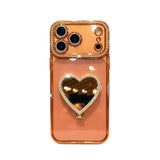 Crystal Heart Mirror Stand iPhone Case – Glam Style & Full Protection