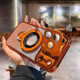 Dual Stand Magnetic iPhone Case – Glitter Finish & Full Camera Protection