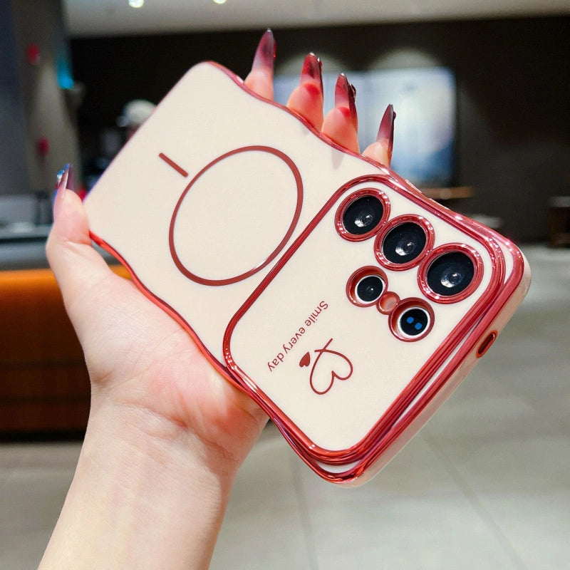Smile Every Day Case + Magnetic Ring | Wavy Edge Soft Cover for Samsung