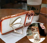 Crystal Heart Mirror Stand iPhone Case – Glam Style & Full Protection