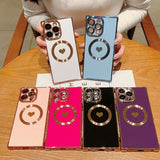 Magnetic Heart iPhone Case with Square Electroplated Edge