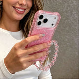 Bling Glitter iPhone Case with Crystal Wrist Strap – Shockproof Full Protection