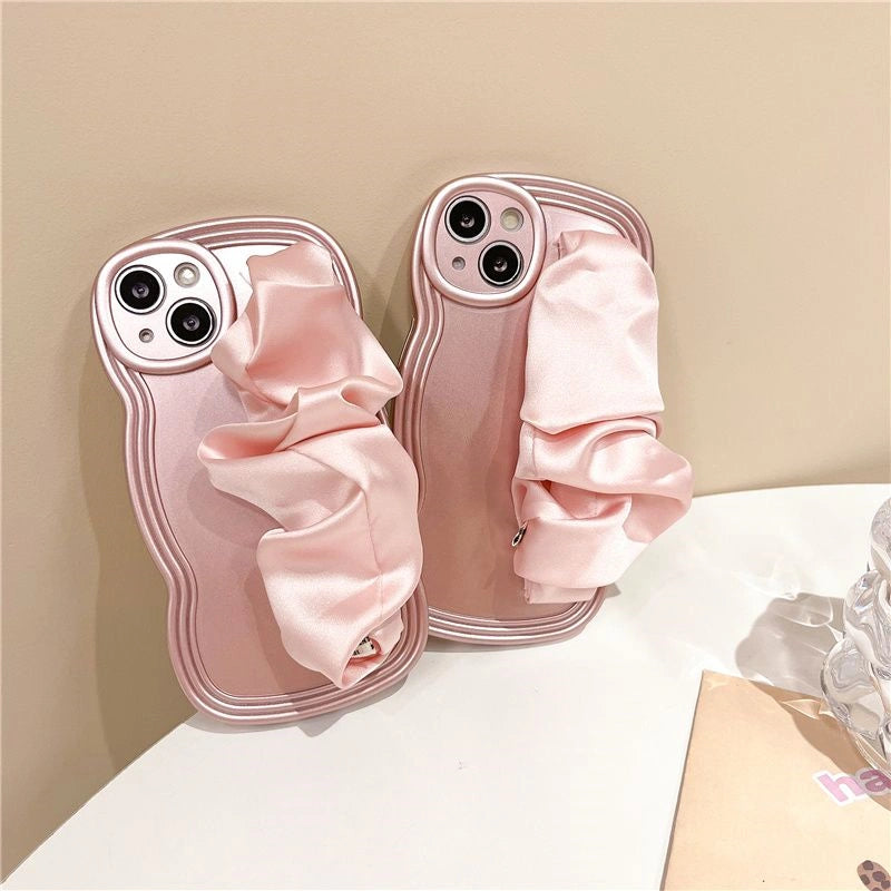 Silk Wristband Liquid Silicone Phone Case – Stylish Grip & Full Protection