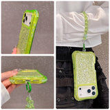 Bling Glitter iPhone Case with Crystal Wrist Strap – Shockproof Full Protection