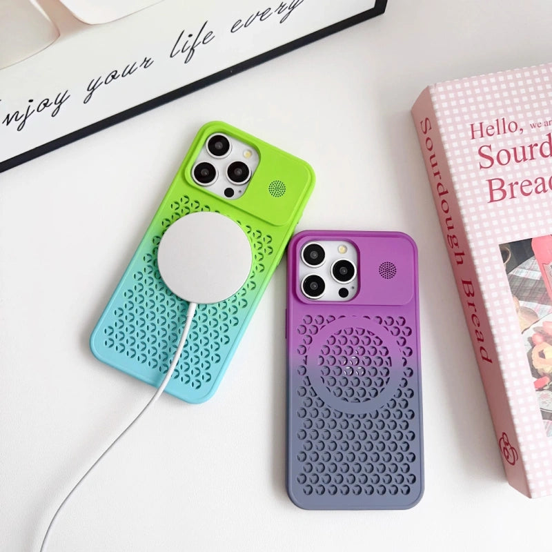Gradient Cooling iPhone Case with Aromatherapy Slot and MagSafe Support