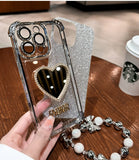 Sparkling Heart Mirror iPhone Case – Glitter & Rhinestone Design