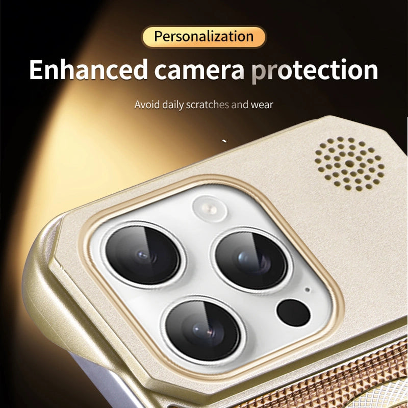 MagSafe-Compatible Case with Leather Texture & Kickstand | Slim Airflow Design