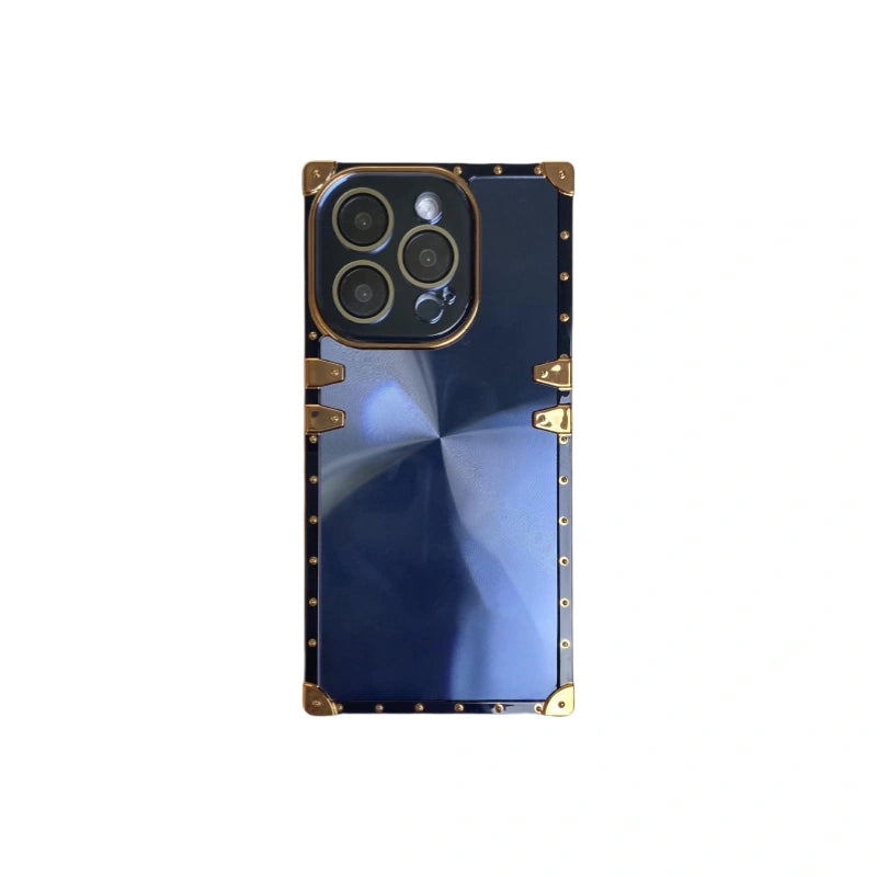 Electroplated Square iPhone Case with CD Texture and Crystal Bezel