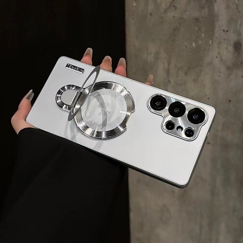 Magnetic Ring Stand, Full Camera Protection, Matte Sand Samsung Case
