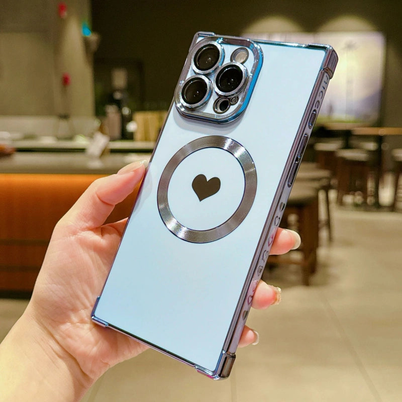 Magnetic Heart iPhone Case with Square Electroplated Edge