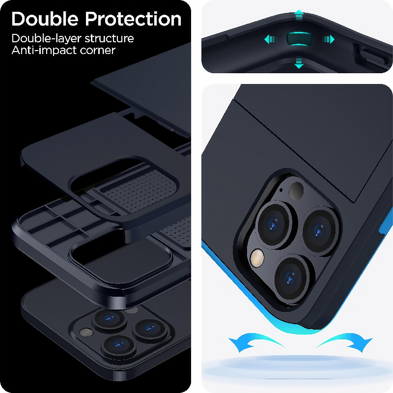 Slim Design, Dual-Layer Shockproof Protection, Hidden Card Slot iPhone Case