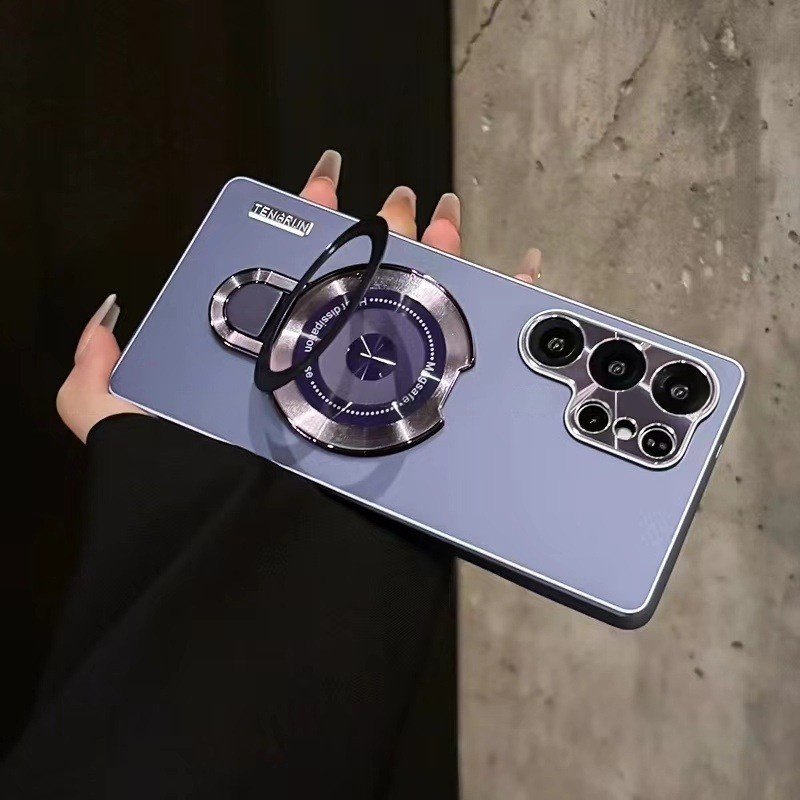 Magnetic Ring Stand, Full Camera Protection, Matte Sand Samsung Case