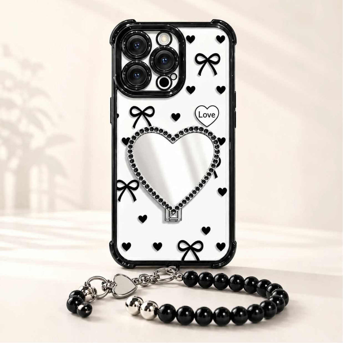 Heart Mirror Stand iPhone Case – Feminine Style & Full Protection