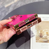 Bottom view of FANGCASE iPhone 17 Pro Max Heart Magnetic Cases in Berry Red and Blush Pink with precision dustproof mesh.