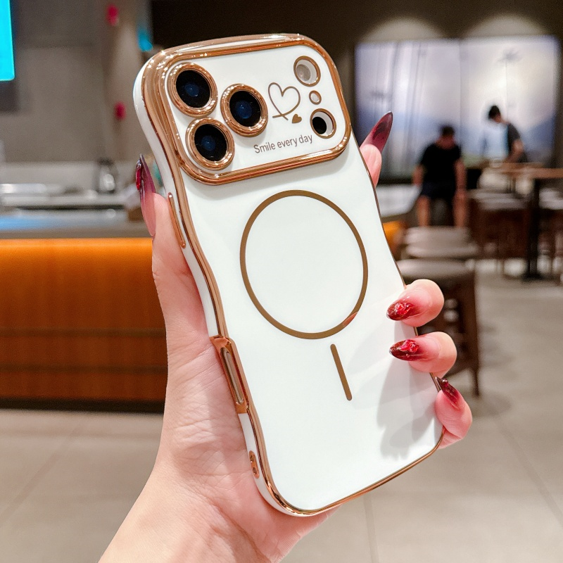 FANGCASE iPhone 17 Series Smile Every Day Magnetic Ring Wavy Case in Pure White, slim and MagSafe ready.