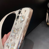 iPhone Case with Strap, 3D Crystal Design, Full Coverage Protection & Handheld Style