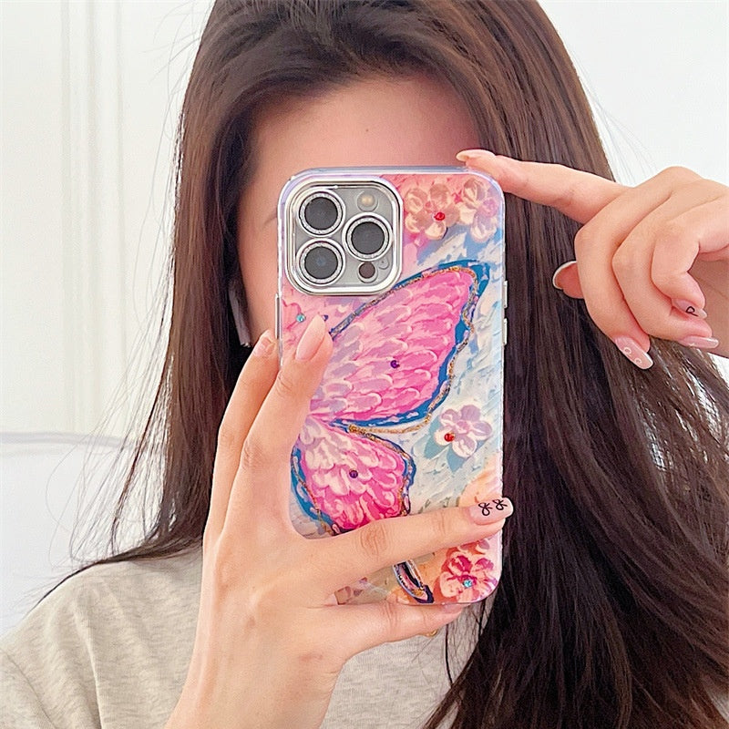 Butterfly Design, Rhinestone Bling, Full Protection iPhone Case