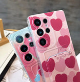 Samsung Full Cover Phone Case with Card Slot & Strap – Cute Heart & Flower Design for Women