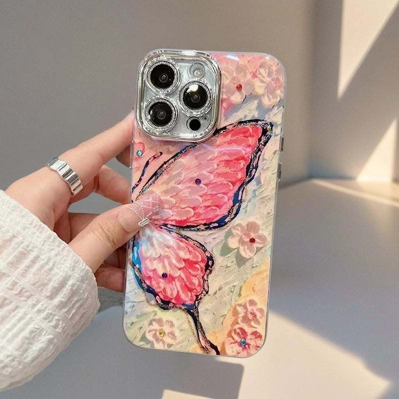 Butterfly Design, Rhinestone Bling, Full Protection iPhone Case