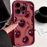 🍒Cherry Print Phone Case for iPhone – Cute Full Protection Shockproof Case for Women