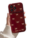 💖Lucky Bow Mirror iPhone Case – Flip Mirror, Stand & Full Protection