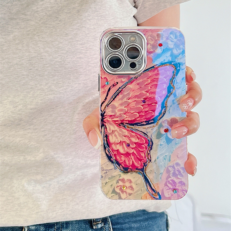 Butterfly Design, Rhinestone Bling, Full Protection iPhone Case