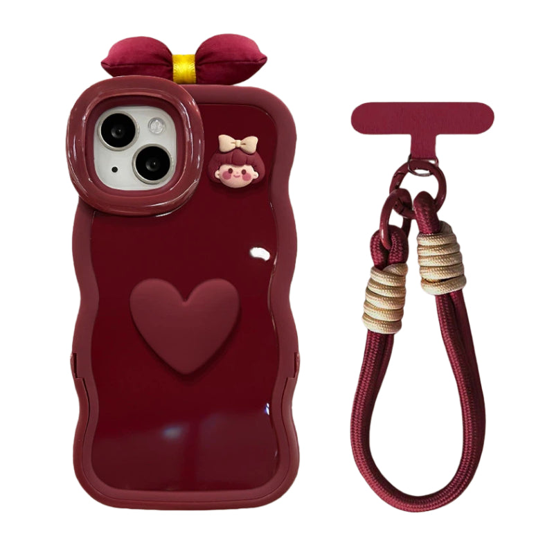 🎀Cute Heart Wristband Phone Case for iPhone – Full Protection Bow & No-Bow Design