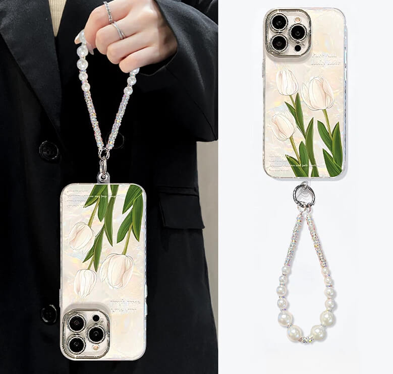 Tulip Pearl iPhone Case – Clean Floral Design, Shell Texture &amp; Full Protection