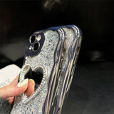 Fangcase Sparkle Mirror Phone Case with Heart/Square Mirror, Glitter Back Electroplated Frame