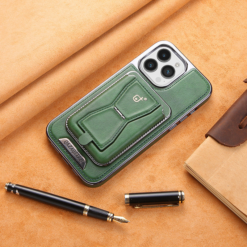 Leather Magnetic Card Wallet, MagSafe Compatible, Full Protection iPhone Case