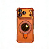Sparkle Mirror MagSafe Case for iPhone 17 / 16 / 15 — Shockproof Airbag Corners, Glitter Ring Stand, Makeup Mirror Back Cover