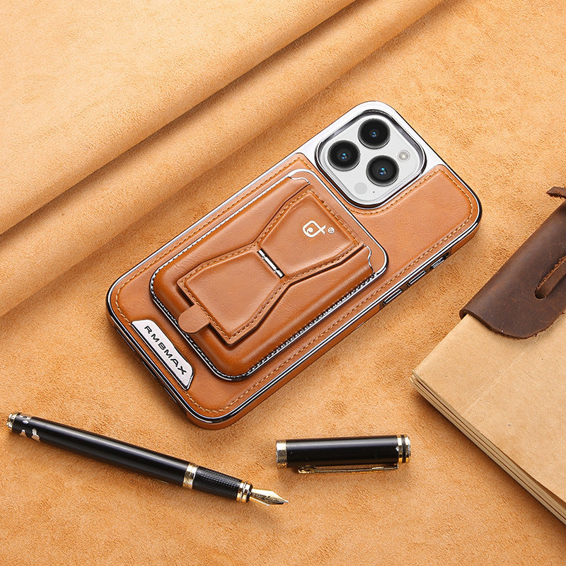 Leather Magnetic Card Wallet, MagSafe Compatible, Full Protection iPhone Case